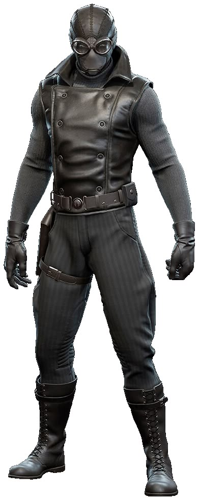 The Noir Suit appears as an unlockable suit in Marvel's Spider-Man. It is unlocked after completing the mission Something Old, Something New, and can be crafted using 2 Backpack Tokens and 1 Base Token. The Noir Suit comes with the Sound of Silence suit power. 1 Characteristics 1.1 Appearance 1.2 Suit power 2 Original appearance The suit, which is all black in color, is made up of a normal dress of the WWI era matched with a vest. It features a headgear and aviator glasses for a mask, in ... The Sound Of Silence, Superhero Suits, Spiderman Suits, Sound Of Silence, Superhero Villains, Something Old Something New, Aviator Glasses, Superhero Design, Armor Concept