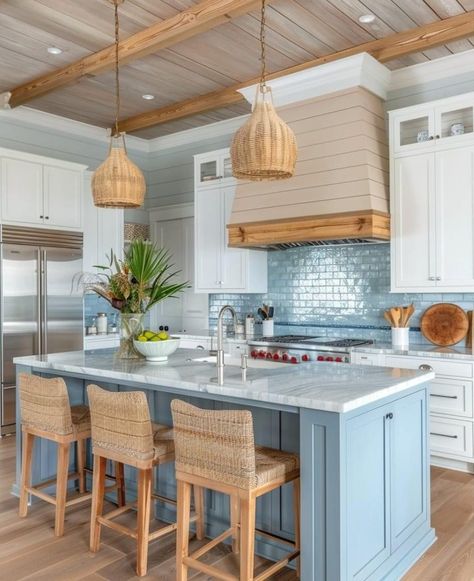 Lakehouse Renovation, Turquoise Kitchen, Beach Kitchens, Condo Kitchen, Beach House Kitchens, Dream Beach Houses, In The Beach, Coastal Kitchen, Dream House Interior