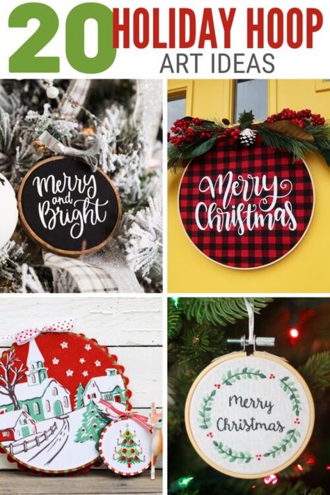 Embroidery Hoop Xmas Decorations, Embroidery Hoop Finishing Ideas, Embroidery Hoop Christmas Decorations, Embroidery Hoop Christmas Decor, Small Embroidery Hoop Ornaments, Diy Embroidery Hoop Christmas Ornaments, Christmas Embroidery Hoop Ideas, Crafts With Embroidery Hoop, Embroidery Hoop Christmas Crafts