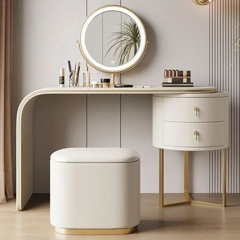 Cosmetic Luxury Dressing Table Vanity Bedroom Bedside Corner Storage Dressing Table Mirror Meubles Make Up Desk Aesthetic, Storage Dressing Table, Luxury Dressing Table, Dressing Table And Chest Of Drawers, Cosmetic Table, Modern Dressing Table, Integrated Storage, Mirror Dressing, Dressing Table Storage