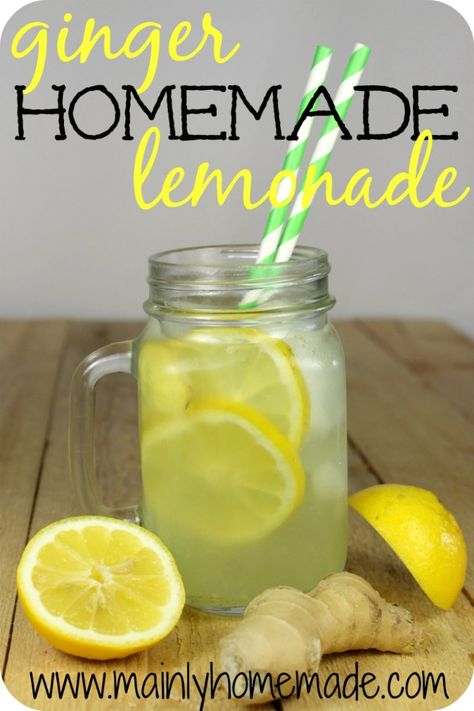 Homemade Ginger Lemonade Drink Recipe Ginger Mocktail, Healthier Drinks, Homemade Lemonade Recipe, Good Lemonade Recipe, Lemonade Drink, Homemade Lemonade Recipes, Ginger Lemonade, Summertime Drinks, Lemonade Drinks