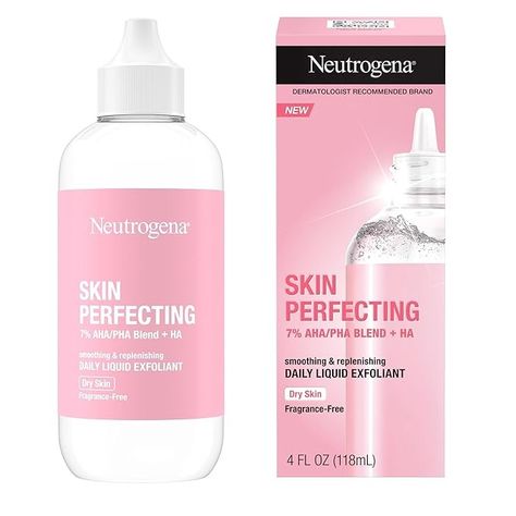 Amazon.com: Neutrogena Skin Perfecting Daily Liquid Facial Exfoliant with 7% AHA/PHA Blend + HA to Smooth, Exfoliate & Replenish Dry Skin, Leave-On Face Exfoliator, Oil- & Fragrance-Free, 4 fl. oz : Beauty & Personal Care Facial Exfoliant, Face Exfoliator, Facial Exfoliator, Exfoliate Face, Dermatologist Recommended, Fragrance Free, Fragrance Free Products, Dry Skin, Beauty Products