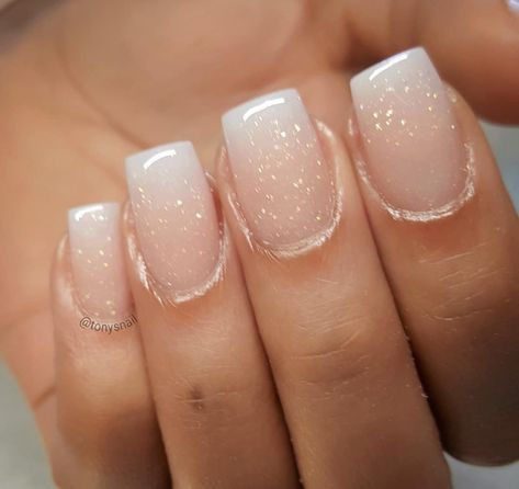 Glitter Ombre Short Nails, Ombre Acrylic Nails Short Square Glitter, Wedding Nails Sparkle Ombre, Neutral Ombre Nails Short Square, Glitter Acrylic Powder Nails, Short Square Acrylic Nails Pink And White Ombre Glitter, Dip Nails Ideas, Acrylic Nails Natural, Glitter French Nails