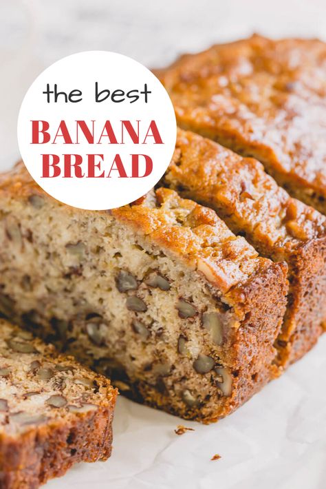 This banana bread recipe has been my go-to since 2013! And yes, I tried other recipes too, but I always come back to this one. I wouldn’t be lying if I said I make this quick bread recipe almost weekly and it never lasts more than 3 days! #bananabreadrecipeeasy #bananabreadrecipemoist #bananabreadrecipe Banana Bread Recipe Easy Moist, Delicious Banana Bread Recipe, Banana Nut Bread Recipe, Nut Bread Recipe, The Best Banana Bread, Banana Bread Recipe Moist, Moist Banana Bread, Easy Banana Bread Recipe, Best Banana Bread