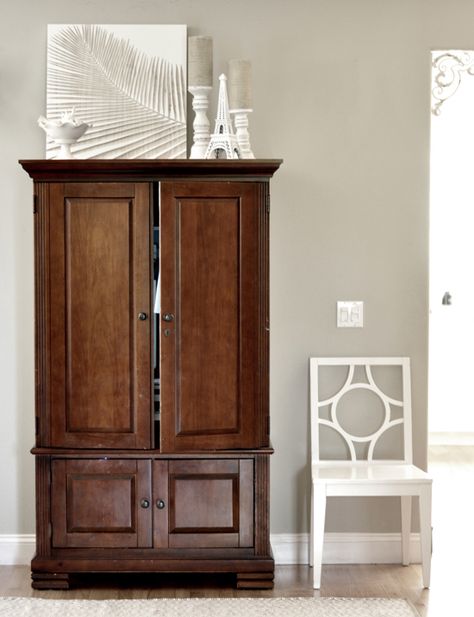 This TV Armoire is perfect to hide the clutter.  itSara.com can help make this vision a reality with the 20% OFF sale going on until December 9th! Armoire Decor, Rustic Closet, Computer Armoire, Armoire Makeover, Top Of Cabinets, Armoire Cabinet, Tv Armoire, Above Cabinets, Corner Cupboard