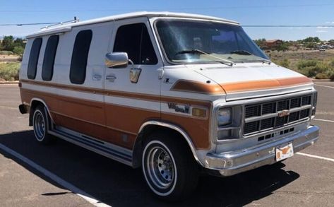 Full-size conversion vans, like this 1982 GMC 2500 Vandura, were all the rage in the '80s. This example was converted by Zimmer and shows as new. Roof Access Ladder, Gmc Vandura, Gmc Vans, Gmc 2500, Conversion Vans, Ford Van, Van Interior, Van Conversions, Chrome Wheels