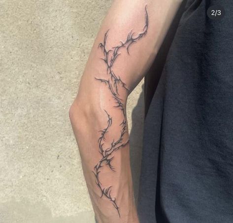 Linework Tattoo Sleeve Men, Cool Dragon Tattoos For Guys, Mens Arm Tattoos Bicep, Warp Around Arm Tattoo, Ethereal Tattoos Men, Wrap Tattoo Men, Men’s Bicep Tattoo Ideas, Cyberciligism Tattoo Arm, Arm Wrap Tattoo Men