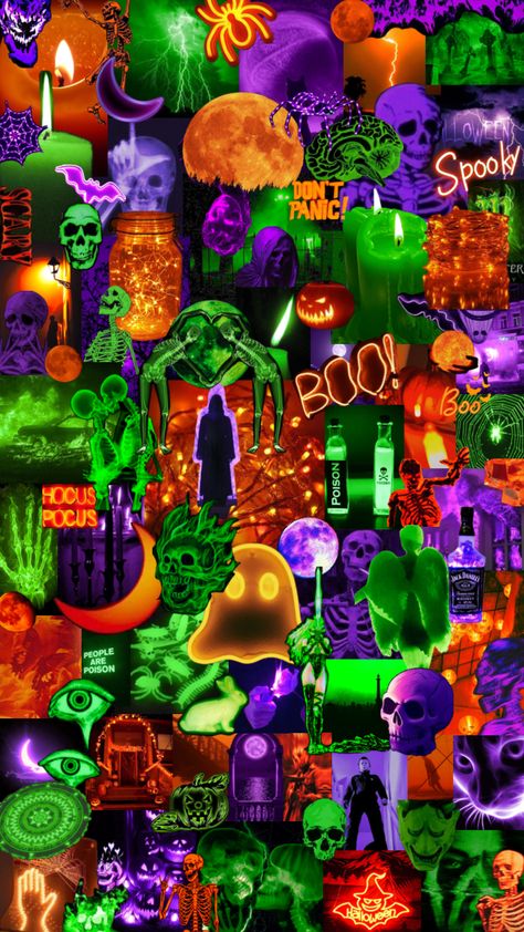 #halloween #halloweenaesthetic #neongreen #neonorange #neonpurple #neon #green #orange #purple #greenaesthethic #color #orangeaesthetic #purpleaesthetic #trippy #maximalism #psychedellic #wallpaper #art 30 Day Drawing Challenge, Neon Aesthetic, Orange Aesthetic, Neon Purple, Maximalism, Wallpaper Art, Neon Color, Purple Backgrounds, Purple Wallpaper