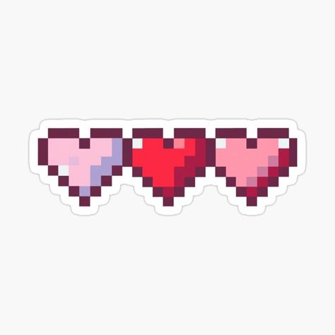 Pink Row of Hearts Pixel Art Sticker Hearts Pixel Art, Pixel Art Sticker, Gaming Space, Pink Games, Easy Pixel Art, Cute Aesthetic, Art Products, Aesthetic Stickers, Sticker Art