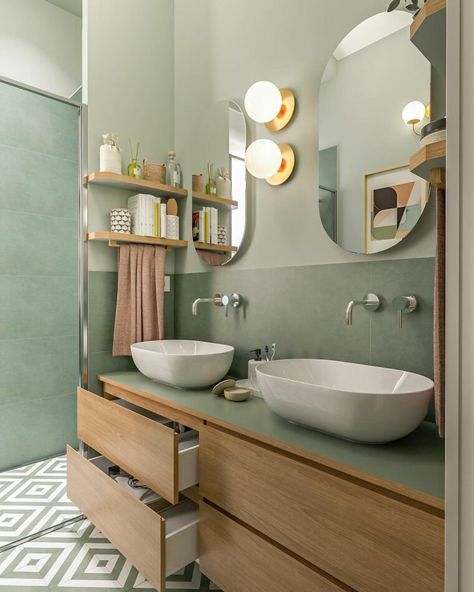 12 Ways to Transform Your Bathroom with Serene Sage Green - Inyouths Blog Sage Green Bathrooms, Sage Bathroom, Sage Green Bathroom, Green Bathrooms, Downstairs Loo, Master Bath Remodel, Green Bathroom, Bathroom Kids, Bath Remodel