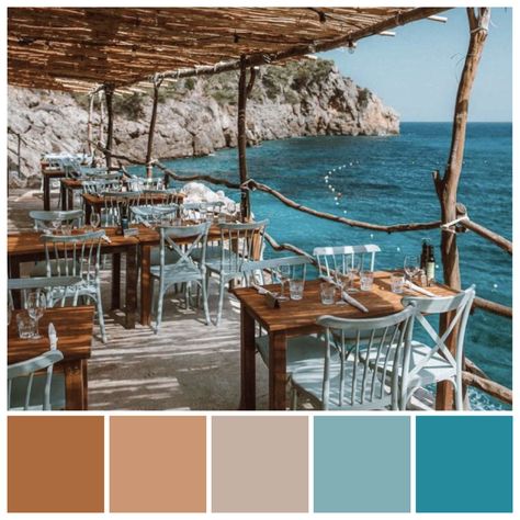 Mediterranean Style Color Palette, Mallorca Color Palette, Mediterranean Colors Interior, Ocean Hues Interior Design, Colour Palette Turquoise, Spain Color Palette, Mediterranean Colour Palette, Petrol Blue Colour Palette, Mediterranean Colour Scheme