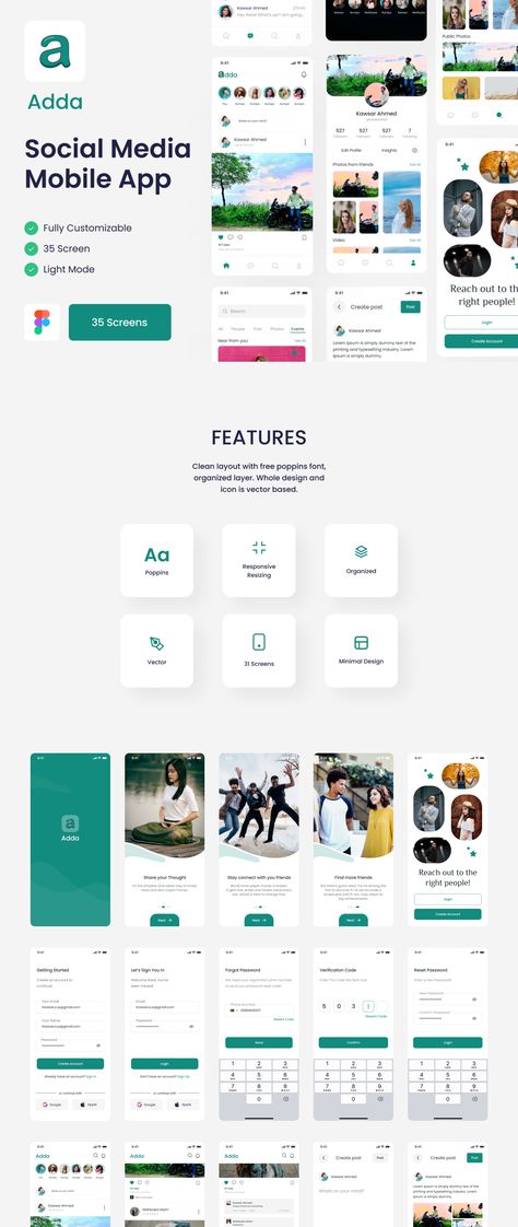 Adda - Social Network Mobile App UI Kit — Figma Resources on UI8 Social Media App Ui, Summer Sale Sign, Ios Ui, Cancel Subscription, App Developer, Medium App, Ux Design Inspiration, Mobile Ui Design, App Template