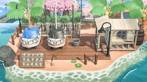 Beach Stall Acnh, Acnh Harbor, Acnh Boardwalk Design, Acnh Beach Ideas, Coastal Acnh, Acnh Citycore, Acnh Tropical, Acnh Beach, Japan Country