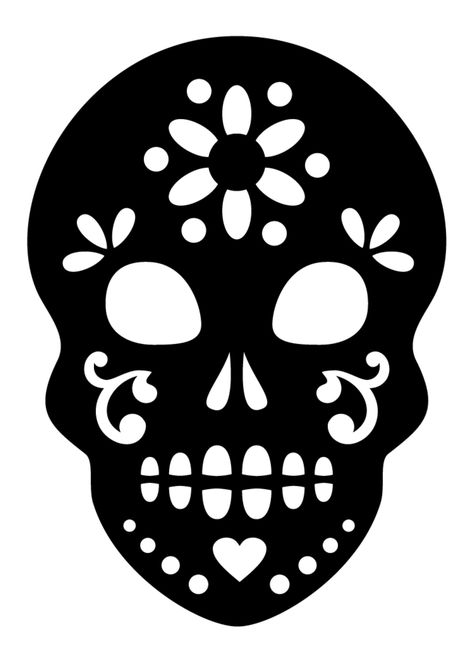 Sugar Skull - Happy vinyl decal, perfect for your laptop, water bottle, car or anywhere else you want to add a bit of personality. The background is CLEAR. You can select colors and sizes from the drop-down menus. All colors are glossy unless otherwise noted. I recommend waiting 24-48 hours before getting the decal wet to keep it looking its best, and to prevent peeling. I recommend selecting OUTDOOR option for applications on cars, outdoors, tumblers, mugs, or anything with heavy use, exposure Skull Silhouette Stencil, Sugar Skull Pumpkin Stencil, Sugar Skull Template, Sugar Skull Stencil, Dia De Los Muertos Party Ideas, Sugar Skull Crafts, Sugar Skull Pumpkin, Skull Template, Dia De Los Muertos Decorations Ideas