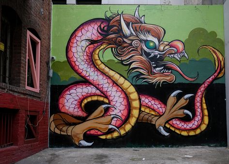 https://flic.kr/p/TLtH6E | Dragon Mural, Chinatown 5/11/19 Dragon Mural, Asphalt Art, Installation Street Art, Chinatown San Francisco, Street Installation, Graffiti Pictures, Street Mural, Amazing Street Art, Graffiti Characters