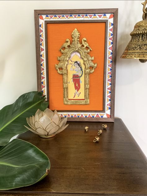 Paubha Painting, Vittal Rukmini Canvas Painting, Prabhavali Frame, Pahari Painting Miniatures, Basholi Miniature Painting, Indian Home, Indian Home Decor, Painting Frames, Room Design