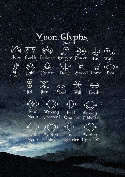 Moon glyphs. Moon Glyphs, Moon Sun Tattoo, Glyph Tattoo, Ancient Alphabets, Cool Symbols, Alphabet Code, Rune Symbols, Alphabet Symbols, Moon Symbols