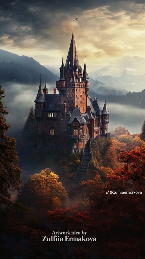 Giant Castle Fantasy Art, Old Gothic Castle, Black Metal Castle, Dark Castle In The Woods, Medieval Russian Castle, Black Castle, Fantasy Castle, Medieval Castle, Castle