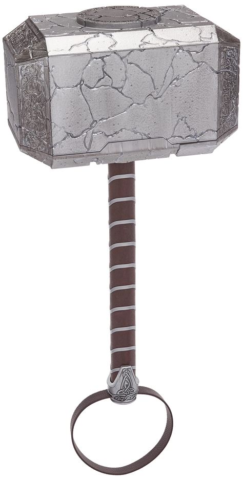 PRICES MAY VARY. PREMIUM ROLEPLAY ELECTRONIC HAMMER: This Marvel Legends Premium roleplay hammer is 1:1 full scale, inspired by the iconic Marvel item’s appearance in Marvel Studios’ Thor: Love and Thunder! AUTHENTIC MOVIE-INSPIRED DETAILS: The Mighty Thor’s hammer, Mjolnir, is reformed in movie-authentic detail, with crack lines across the hammerhead to reflect the hammer’s reconstituted appearance. MOVIE-INSPIRED LIGHTS AND SOUND FX: Press the button on the handle to light up the hammerhead an