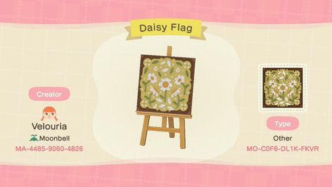 Animal Crossing Flag Designs, Designs Animal Crossing, Animal Crossing Flag, Codes Acnh, Cottagecore Animal Crossing, Acnh Paths, Flag Code, Acnh Cottagecore, Flag Designs