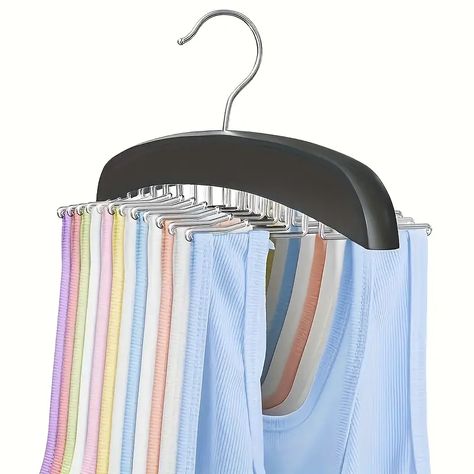 Tank Top Hangers Bra Ties Organizer Closet 24 Storage Hooks - Temu Canada Tank Top Organization, Tank Top Hanger, Tie Storage, Organizer For Closet, Tie Hanger, Non Slip Hangers, Scarf Hanger, No Closet Solutions, Tie Organization