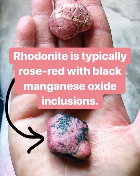 RHODOCHROSITE vs RHODONITE Rhodonite Vs Rhodochrosite, Crystal Healing, Red Roses, Meditation, Spirituality, Gems, Healing, Gemstones, Crystals