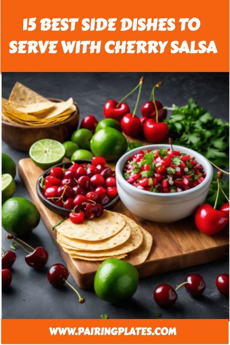 🍒🌶️ Spice up your meals with this mouthwatering Cherry Salsa! Discover the perfect pairings with our 15 Best Side Dishes. 🥗🍽️ #CherrySalsa #SideDishIdeas #FoodieHeaven Cherry Side Dish, What To Eat With Salsa Besides Chips, Cherry Salsa Recipe, Salsa With Cherry Tomatoes, Chips And Salsa Serving Ideas, Cherry Salsa, Pork Tamales, Parfait Desserts, Pork Sliders