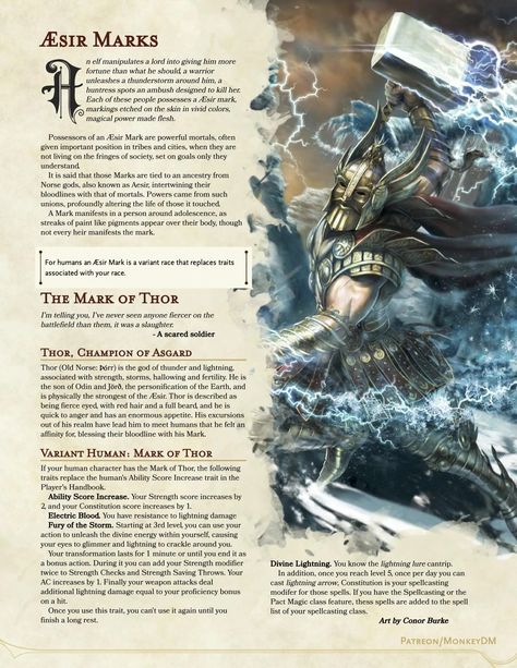 Thor Dnd 5e, Norse Dnd, Viking Dnd, Aesir Gods, Dnd Gods, Ancient Viking Symbols, 5e Races, Dnd 5, Dungeons And Dragons Rules