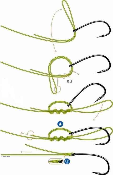 Tying Fishing Line, Fishing Knots Tutorials, Fishing Line Knots, Fishing Hook Knots, Hook Knot, Camping Knots, Diy Fishing Lures, Survival Knots, Camping Diy