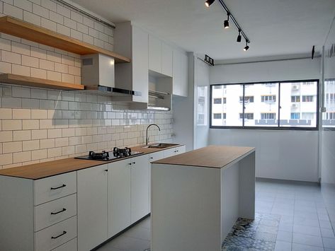 Joo Seng Road | HDB (2018) by Length & Breadth | Qanvast Hdb Renovation Singapore, Hdb Kitchen Design Singapore, Hdb Balcony, Hdb Kitchen Design, Hdb Kitchen, Hdb Renovation, Painted Paneling Walls, Interior Design Singapore, Renovation Costs