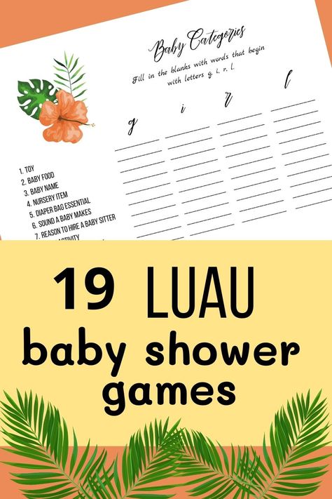 Luau Baby Shower Ideas Boys, Luau Baby Shower Ideas Girl, Aloha Baby Shower Ideas, Hawaiian Baby Shower Theme, Luau Baby Shower Ideas, Baby Shower Games Girl, Girl Baby Shower Games, Ash Baby, Hawaiian Baby Showers