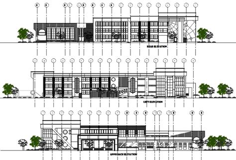 Modern Library Floor Plan, Library Elevation Architecture, School Elevation Design Architecture, Library Design Architecture Plan Layout, Building Elevation Design, Architecture Library, Floor Plan Symbols, Library Building, Library Plan