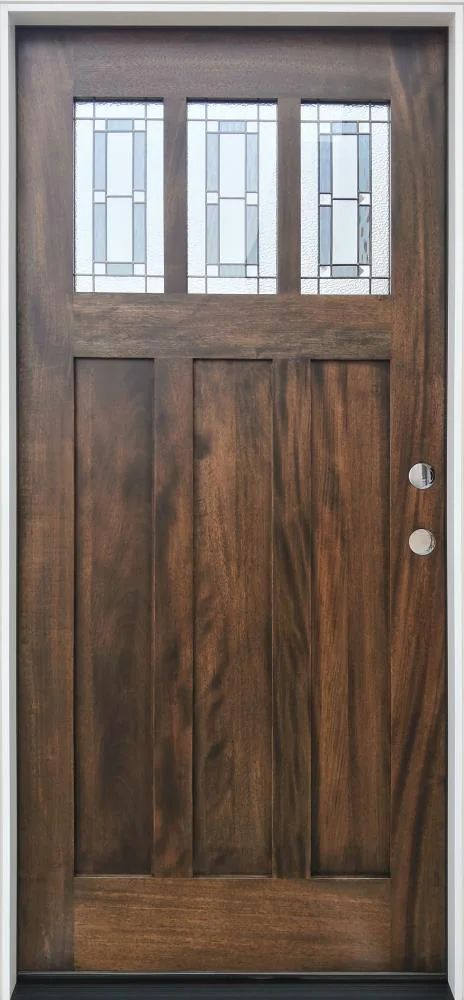 Craftsman Front Doors, Craftsman Door, Door Crafts, Mahogany Stain, Wood Front Doors, Front Door Entrance, Front Entry Doors, Windows Exterior, Entry Door