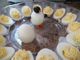 Penguin Eggs Penguin Birthday Party Ideas, Olive Cream Cheese, Penguin Themed Birthday Party, Diy Penguin, Penguin Egg, Egg Boats, Penguin Birthday Party, Penguin Baby Showers, Penguin Birthday