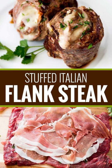 Steak Rolls Stuffed, Stuffed Flank Steak Recipes, Flank Steak Rolls, Italian Steak, Steak Pinwheels, Stuffed Flank Steak, Braciole Recipe, Resep Steak, The Chunky Chef