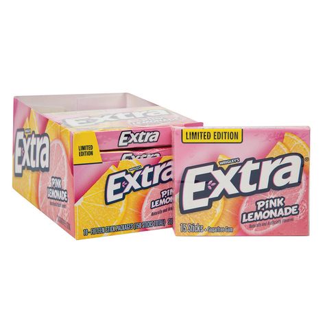 Wholesale Extra Pink Lemonade Gum 1.32 Oz- Bulk Gum Brands, Extra Gum, School Emergency Kit, Gum Flavors, Sugar Free Gum, School Bag Essentials, Purse Essentials, Strawberry Lemonade, Chewing Gum