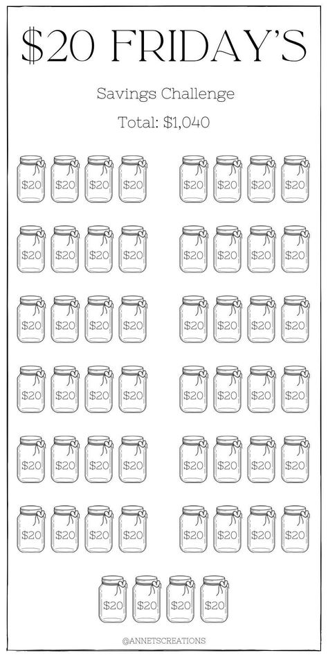 This savings challenge I have created is a weekly savings for every Friday if possible . Giving you the opportunity to save $20 weekly on Fridays for a total of $1,040 once completed. This is a Digital Download only and no physical item will be received. If you have any questions or concerns please feel free to contact me. Thank you for choosing my small shop to be a part of your fina...#Your #Financial #Mastering #Money #the #of #Creating #Budgeting #Path #Home #Inspiration #Art #to #Success Saving Change Challenge, New Year Savings Challenge, Savings Jar Printable, Shopping Savings Challenge, Savings Challenge Aesthetic, Money Saving Printables Free, 2025 Savings Challenge Free, 2025 Friday Savings Challenge, Friday Savings Challenge