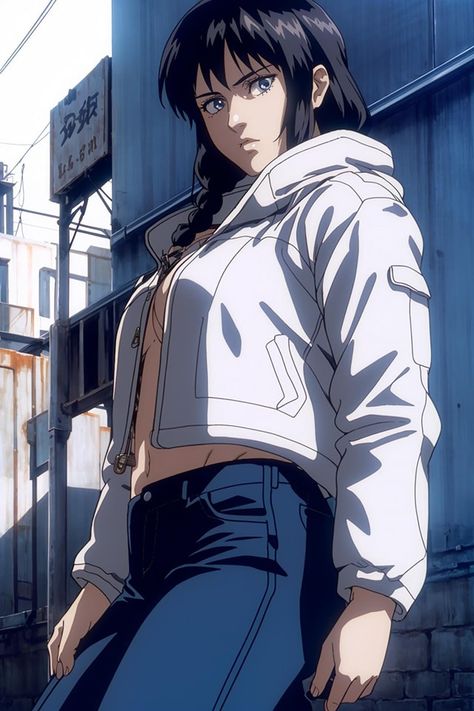 Motoko Kusanagi 1995, Ghost In The Shell 1995, Kusanagi Motoko, Volumetric Lighting, Motoko Kusanagi, Ghost In The Machine, Bad Image, Ghost In The Shell, Braids For Long Hair