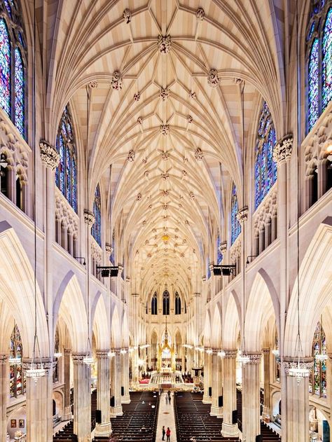 St. Patrick's Cathedral Is Born Anew After a $177 million Restoration St Patrick's Cathedral, New York Landmarks, New York Buildings, New York Architecture, Cathedral Architecture, Religious Architecture, Cathedral Church, Church Architecture, Classical Architecture