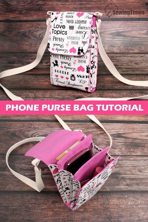 Cellphone Bag Fabric, Small Purse Patterns To Sew, Small Quilted Bags, Cell Phone Bag Pattern Free, Diy Cell Phone Bag, Useful Things To Sew Diy Projects, Cell Phone Cross Body Bag Pattern Free, Sew Phone Pouch, Diy Hand Bags And Purses