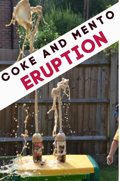 Science Experiments That Explode, Mentos In Coke Experiment, Mentos Coke Experiment, Science Projects For Seniors, Mentos Science Experiment, Coke And Mentos Volcano, Diet Coke And Mentos Experiment, Explosive Science Experiments, Coke Mentos Experiment