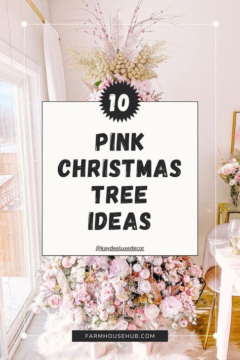 Pink Christmas tree ideas Flocked Tree Pink Decorations, Hot Pink Flocked Christmas Tree, White Christmas Tree With Pink Lights, Silver Tree With Pink Ornaments, Christmas Tree Pink Theme, Shabby Chic Christmas Tree Ideas, White Tree Pink Ornaments, Decorated Pink Christmas Trees, Pink Christmas Tree Ideas Decorating