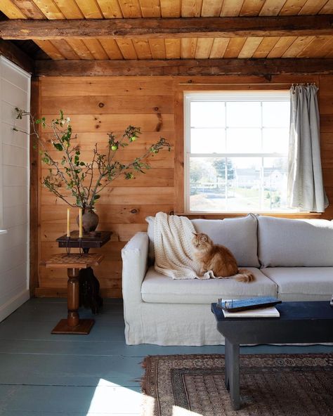 Emily Billings on Instagram: “Sharing a full tour of our Vinalhaven cottage on my blog today, along with more information on the sofa so many of you asked about…” Ikea Karlstad Sofa, Karlstad Sofa, Ikea Karlstad, Country Living Room, Cabins In The Woods, 3 Seater Sofa, Sofa Covers, Seater Sofa, Summer House