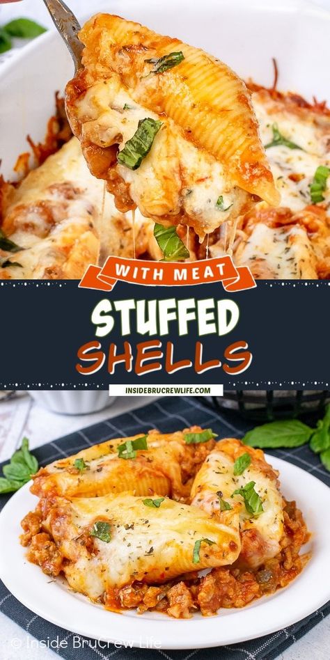 How To Make Stuffed Shells With Meat, Meat Sauce Stuffed Shells, Stuffed Shells With Ground Beef Easy, Stuffed Shells Meat, Easy Stuffed Shells With Meat, Stuffed Shells With Meat Sauce, Stuffed Shells With Ground Beef, Cheese Sloppy Joes, Firehouse Meals