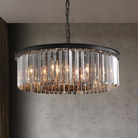 22-inch Smoky Gray Round Chandelier 2-Tier Modern Crystal Chandelier Kitchen Island Pendant Light for Dining Room Bedroom - On Sale - Bed Bath & Beyond - 35485138 Chandelier Kitchen Island, Kitchen Island Pendant Light, Round Crystal Chandelier, Crystal Chandelier Kitchen, Chandelier Kitchen, Light For Dining Room, Drum Pendant Lighting, Kitchen Island Chandelier, Modern Crystal Chandelier