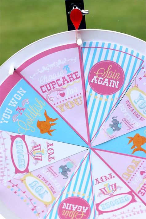 Carnival Birthday Theme, Dumbo Birthday Party, Circus 1st Birthdays, Carousel Birthday Parties, Circus Birthday Party Theme, Carnival Birthday Party Theme, Prize Wheel, Carousel Birthday, Circus Theme Party