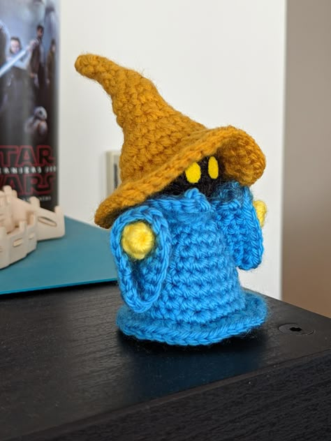 Here is my hardest crochet project yet what do you think? #Blackmage #handmade #crafts #HowTo #DIY Fantasy Amigurumi, Black Mage, Do You Believe, Home Repair, Final Fantasy, Cat Memes, Crochet Amigurumi, Wizard, Crochet Projects