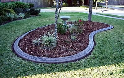 Small Stone, Kidney Bean  Landscape Borders  CURB-IT  , Center Yard Landscaping Ideas, Landscape Berms, Garden Divider, Entrance Landscaping, Bean Garden, Ranch Landscaping, Landscape Border, Driveway Sign, Patio Walkway