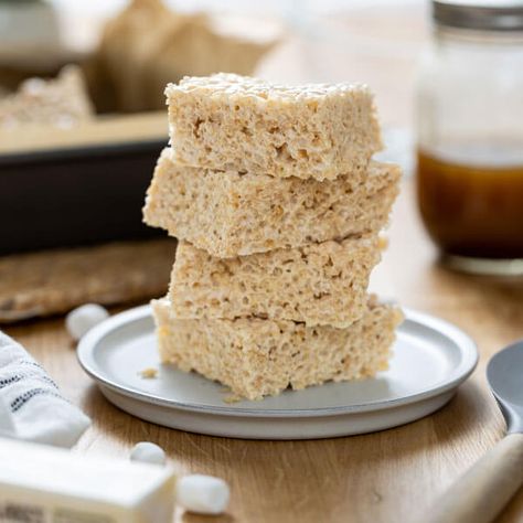 Brown Butter Crispy Treats from Land O'Lakes Rice Krispie Treats Original Recipe, Brown Butter Rice Krispie Treats, Brown Butter Rice, Cereal Treat Recipes, Peanut Butter Rice Krispie Treats, Lemon Bars Easy, Krispie Treats Recipe, Krispy Treats, Cereal Treats