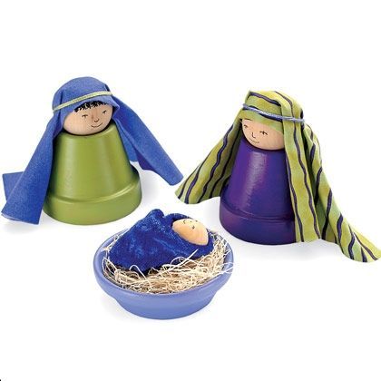 terra cotta pot crafts | Terra-cotta pot Nativity scene directions | Holidays Jesus Crafts, Wooden Nativity, Terra Cotta Pot Crafts, Flower Pot Crafts, Church Crafts, Clay Pot Crafts, Nativity Crafts, Meaning Of Christmas, Sunday School Crafts